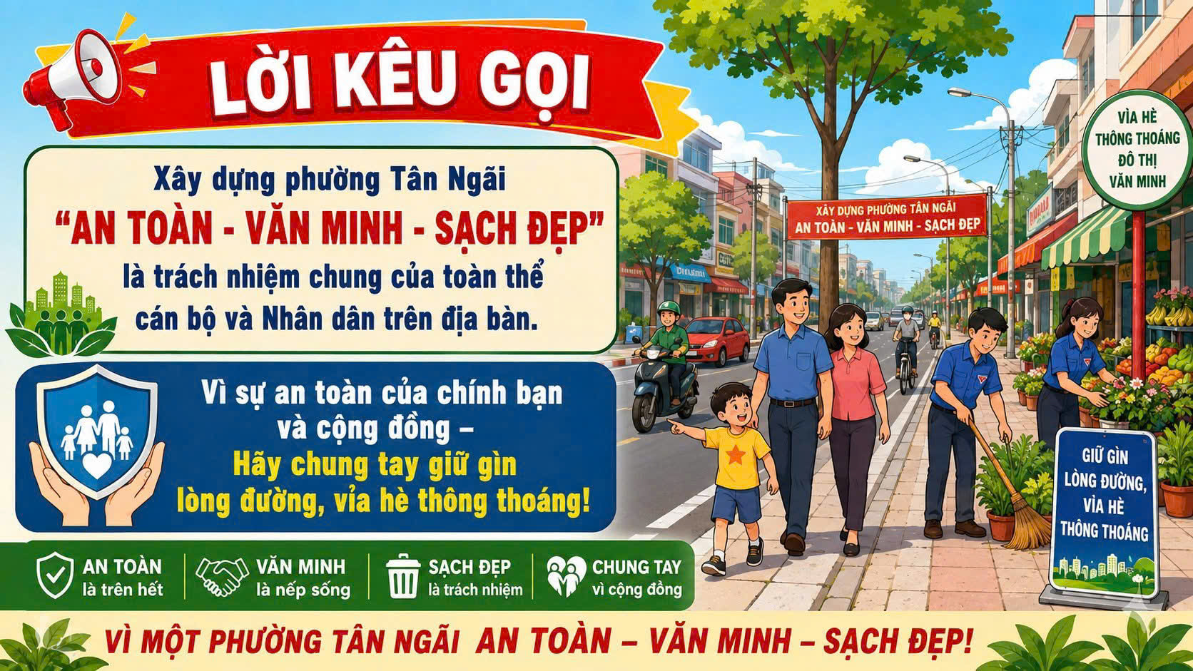 Chấp Hành Các Quy Định Về Trật Tự ATGT, Không Lấn Chiếm Lòng Đường, Vỉa Hè Làm Nơi Buôn Bán, Kinh Doanh Trên Địa Bàn Phường Tân Ngãi.