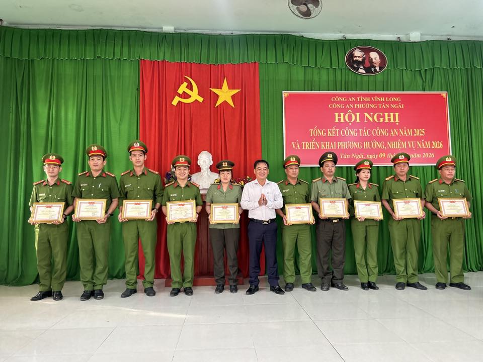 Công an phường Tân Ngãi đã tổ chức Hội nghị tổng kết công tác công an năm 2025 và triển khai phương hướng, nhiệm vụ năm 2026.